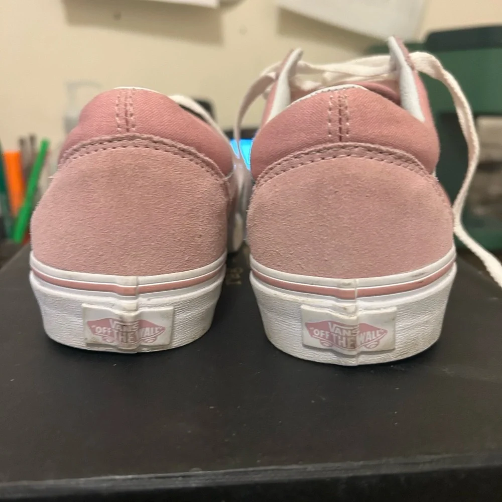 Vans Women's Classic Pink and White Sneakers - Picture 3 of 5